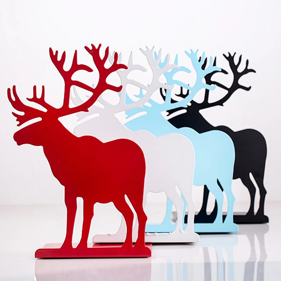 

2pcs/set Book Holder for Reading Elk Metal Bookends Restoring Ancient ways Desktop Receive Arrange Bookends for Christmas Gifts