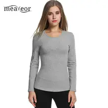 Meaneor, тонкое женское нижнее белье, теплая одежда для сна, однотонная женская одежда для сна, одежда для сна, плотная одежда для сна с круглым вырезом и длинными рукавами