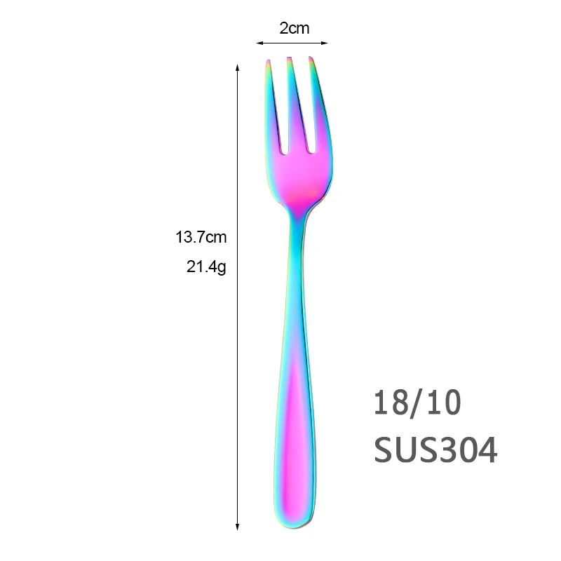 Покупатель Звезда 8 шт фруктовая вилка из нержавеющей стали три зубца вилки бистро коктейль дегустация закуска мини торт вилки набор 8 цветов - Цвет: Rainbow 8-Piece