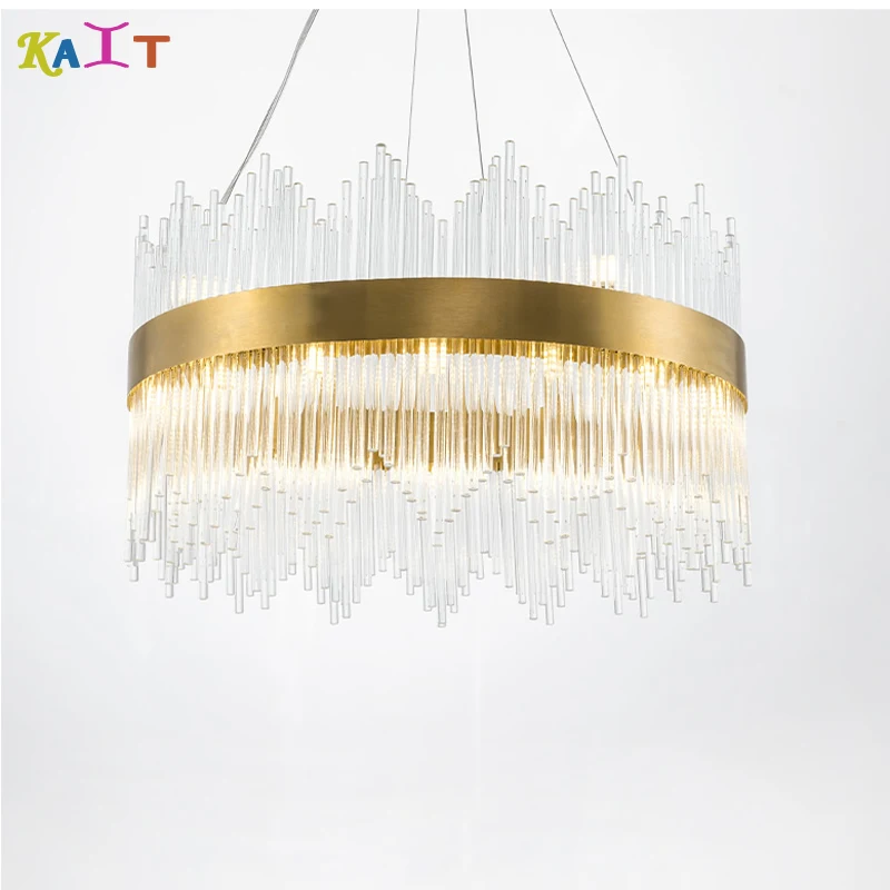 Светодиодный Круглый Люстра, Современный хрустальный люстра, светильник ing Lustre Cristal, подвесной светильник, золото