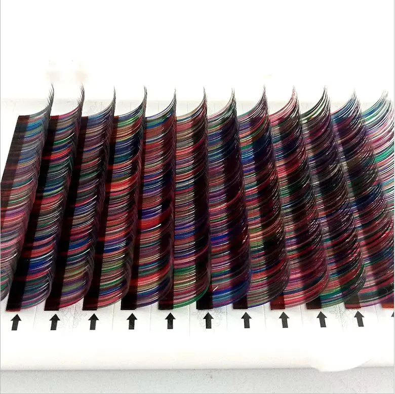 HBZGTLAD C/D curl 0.07mm 8-13mm false lashes mix Rainbow color eyelash individual colored lashes Faux eyelash extensions