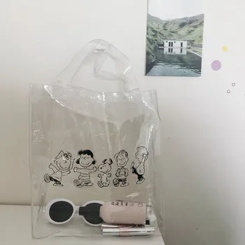 Cheng Pin Ins Rogue Dog monochrome snoppys pattern Popular Fashion Beach Bags pencil bag Waterproof Totes Handbag document bag 18 acrylic handbag ins fashion blogger holiday beach wind wild acrylic bird cage bag brand luxury ins popular designer beach