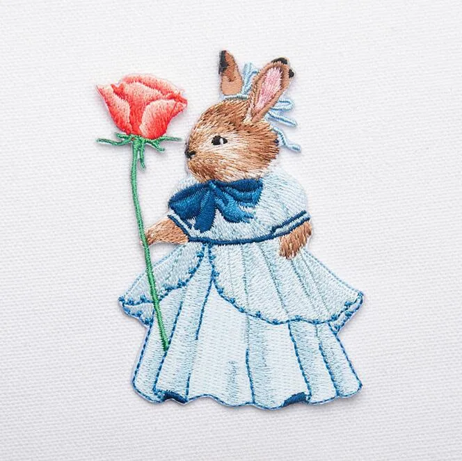 DIY Embroidered Rabbit Bunny Patch for Clothing Iron on Applique