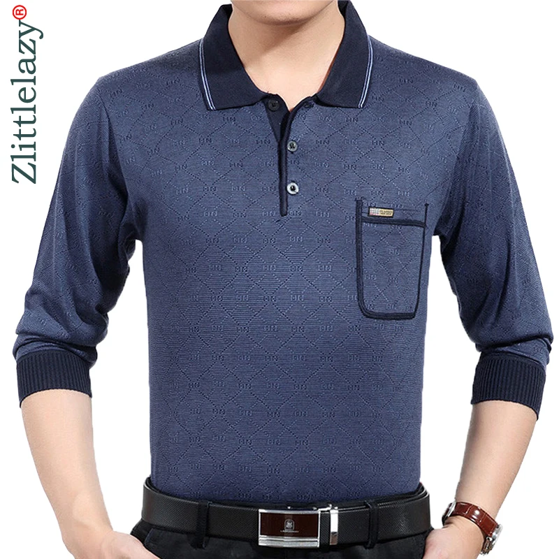 Ceny 2019 nowych marek odzieżowych kieszeń z długim rękawem koszulka polo nosić mężczyźni camisa masculina męskie polo hombre bluzka poloshirt odzież 5606