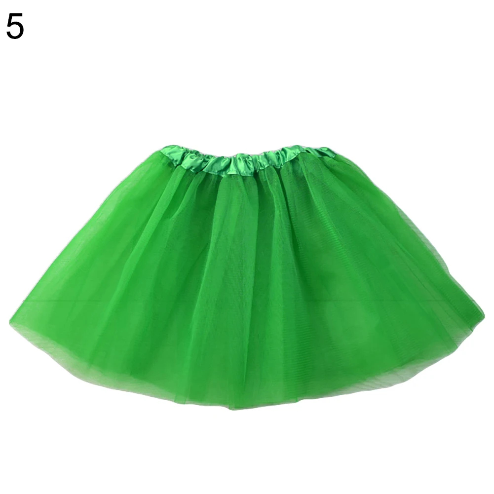 3 Слои Для детей девочек Эластичная лента из газовой ткани, балетом и танцами, Юбка-пачка принцессы для маленьких девочек - Цвет: Зеленый