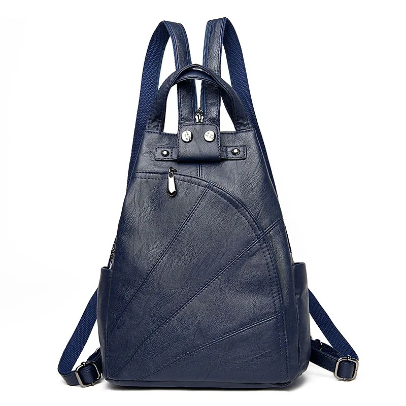 Women Backpacks Black Soft Leather Multifunction Shoulder Zipper Bag Schoolbags For Teenagers Girls Female Bag Mochila Femininas