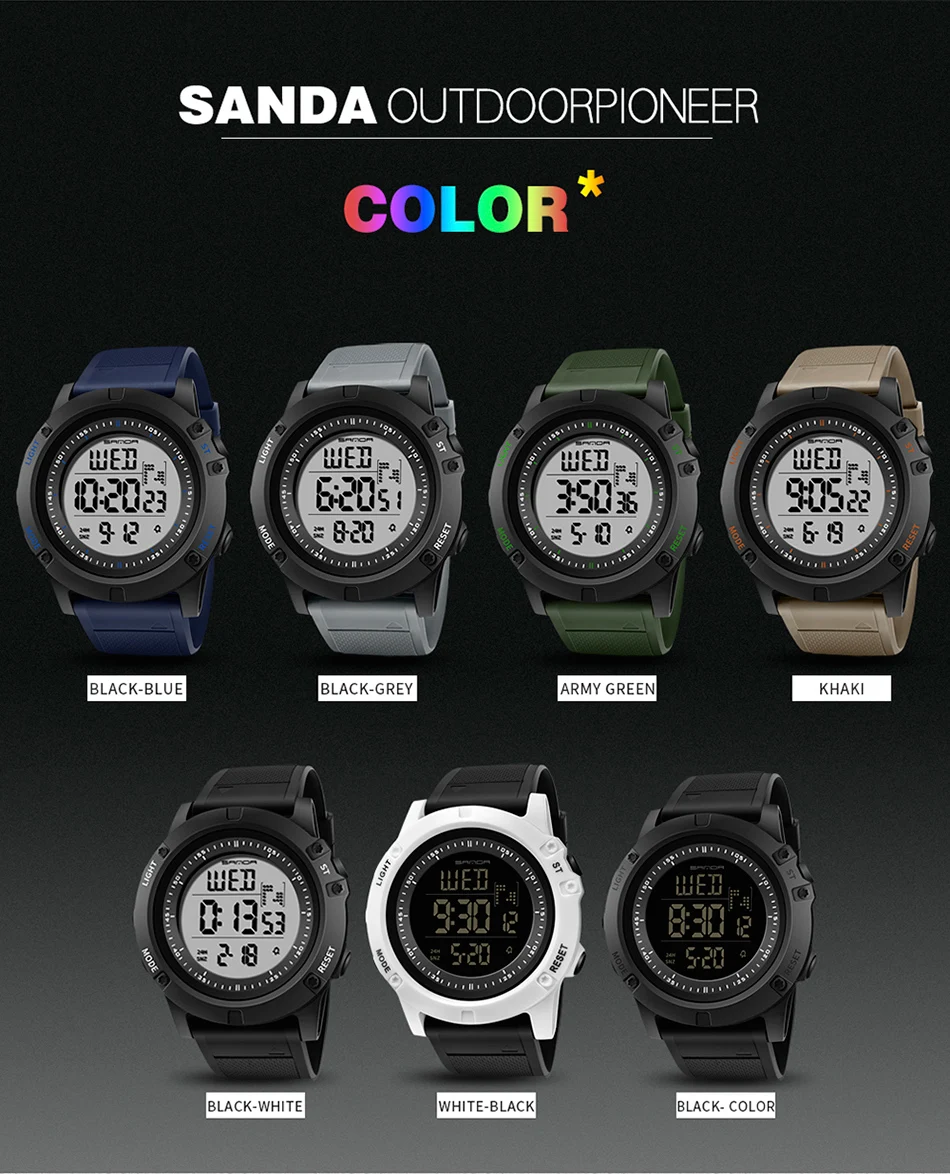 SANDA 372 Free Shipping Sport Men Watches Waterproof Running Led Electronic Digital Mens Wristwatch Relogio Masculino Hodinky (3)