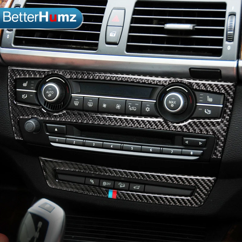

BETTERHUMZ Carbon Fiber Refit Car Interior AC CD Control Decor Frame Decoration Sticker for BMW e70 e71 X5 X6 2008-2013