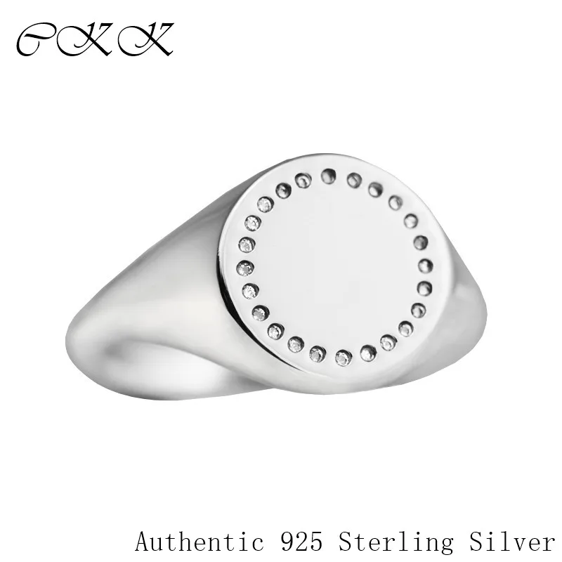 

Circle Signet Ring 100% 925 Sterling Silver Clear CZ Rings for Women Gift free shipping SR122