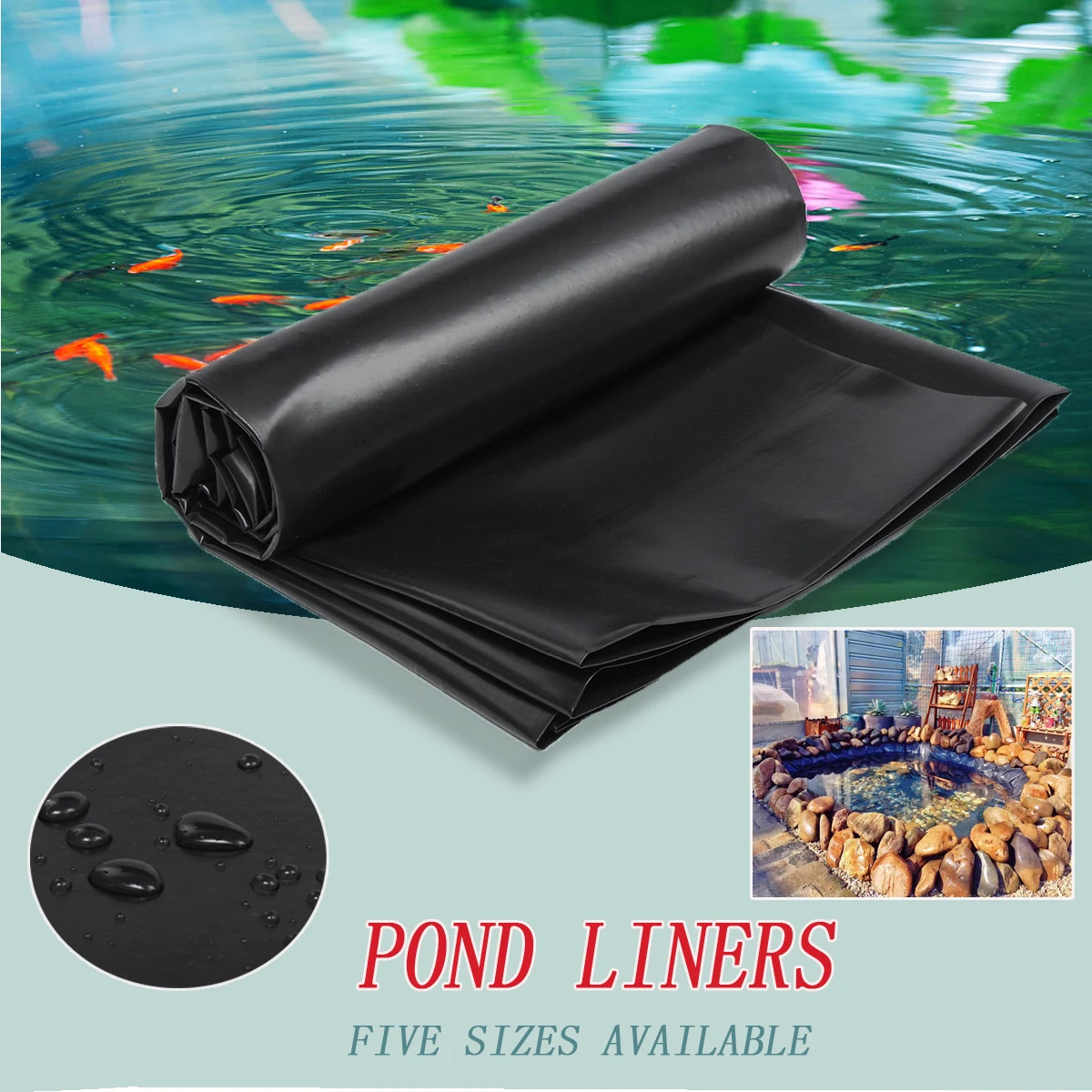 

5Sizes PE Fish Pond Liner Garden Pools Reinforced HDPE Heavy Landscaping Pool Pond Waterproof Liner Cloth 2-10M