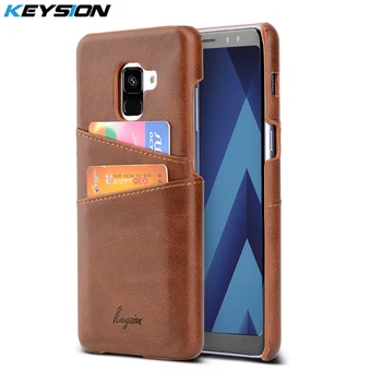 

KEYSION Phone Case For Samsung Galaxy A8(2018) A8 Plus 2018 Leather Luxury Vintage Wallet Card Slots Back Cover For A8+(2018)
