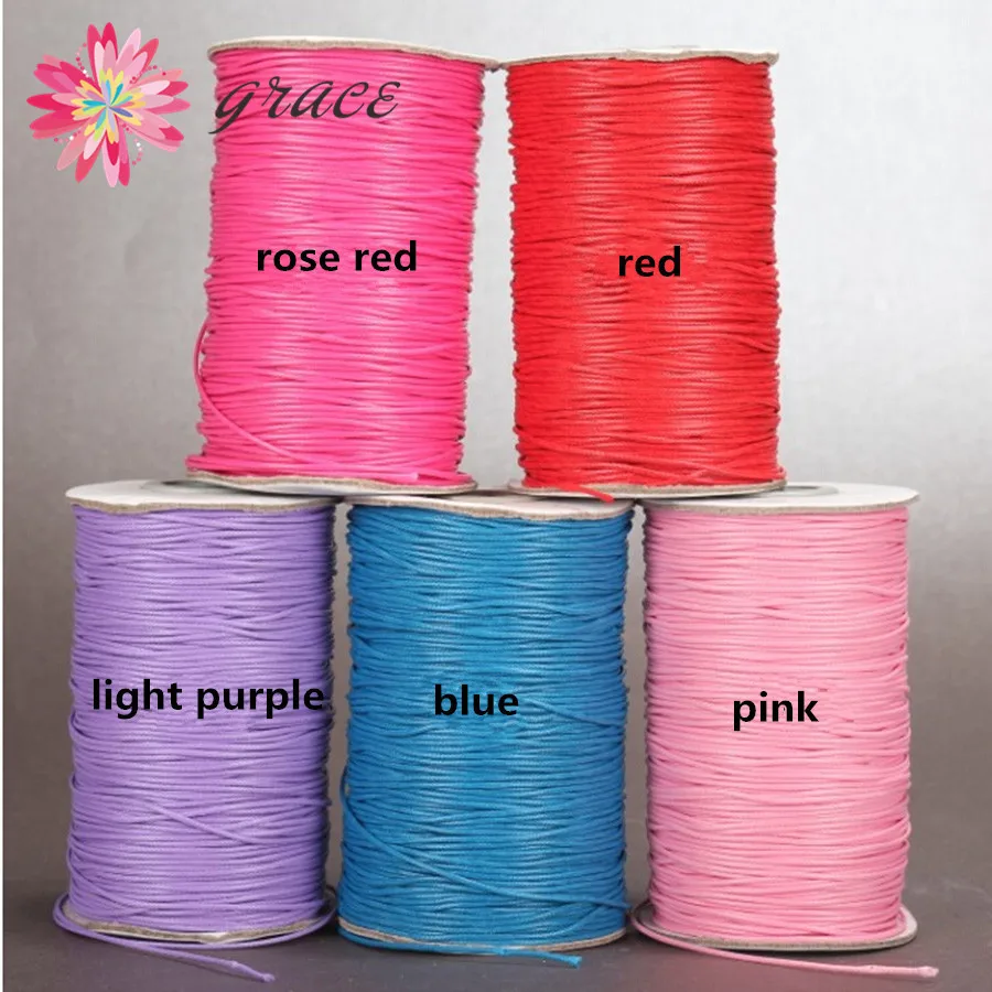 180m/lot 1mm Colorful Waxed Cotton Thread String Beading Braided Leather Cord For Diy Bracelets Necklace Jewelry Making Material | Украшения