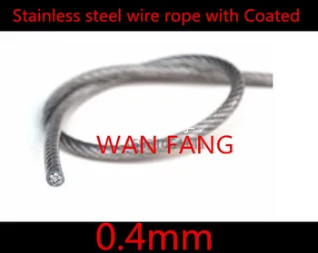 

100 meters Diameter 0.4mm Stainless Steel Wire Rope With PVC Plastic Coated Transparent (0.3MM Wire Rope With 0.1MM Coating)