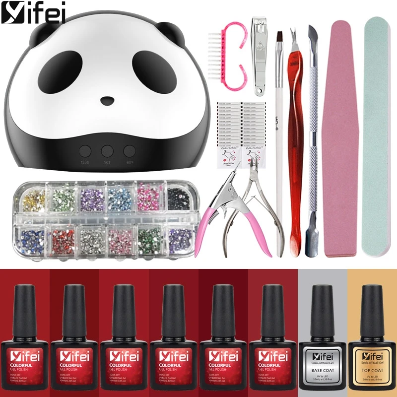 

YIFEI Manicure Kit Gel Nail Varnish Set For Manicure Acrylic Nail Kit Professional Set LED Lamp Nail Art Kits For Professionals