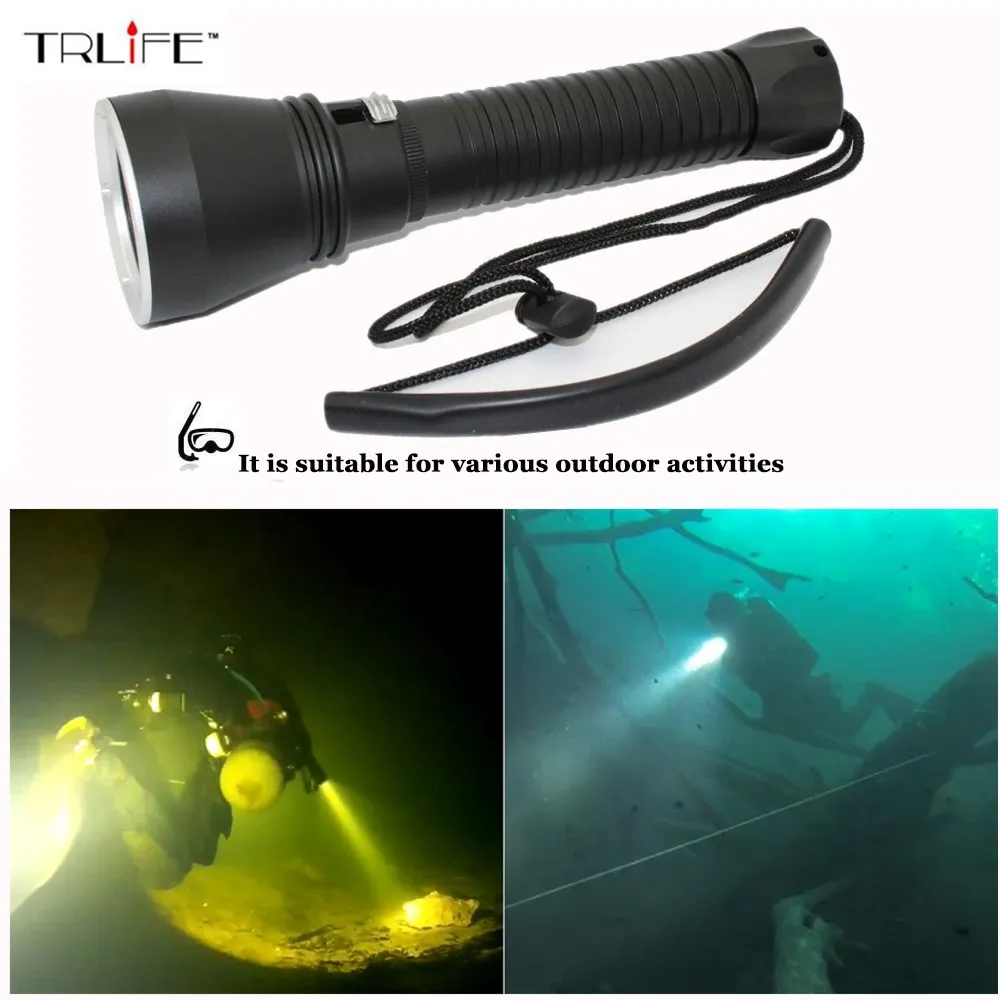 

Professional Waterproof Diving Flashlight XHP50/70/70.2 White/ Yellow Scuba Torch 8000Lums Underwater Power by 26650/18650 batte