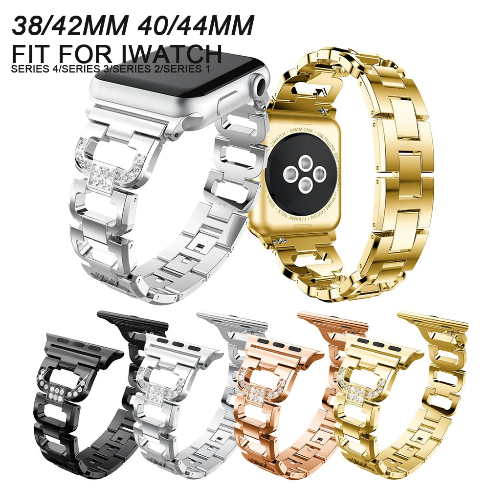 

Bling Bands for Apple Watch 38mm 40mm 42mm 44mm Iwatch Series 4 3 2 1 Diamond Stainless Steel Metal Bracelet Wristband Strap