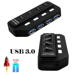 Binful multi 4/7-Порты USB HUB 3.0 Super Скорость 5 Гбит/Mini USB 3.0 хаб USB разветвитель с на /выключения компьютер Интимные аксессуары