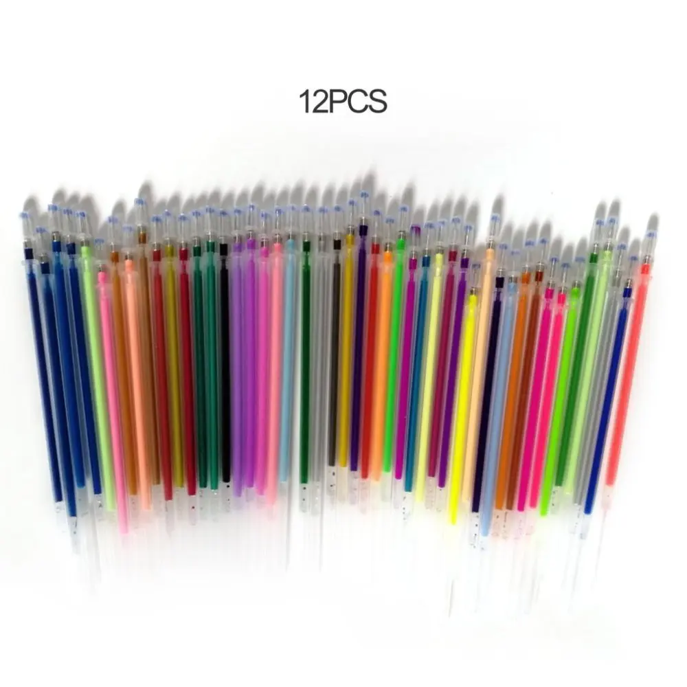 1,0 мм цветная гелевая ручка флуоресцентная заправка цветной картридж ручка для вспышки гладкие чернила граффити студенческие ручки канцелярские принадлежности - Цвет: 12PCS