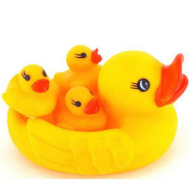 price reduction 4PCS One Big Duck withThree Little Ducks Baby Bathing Developmental Toys Water Floating Squeaky Rub