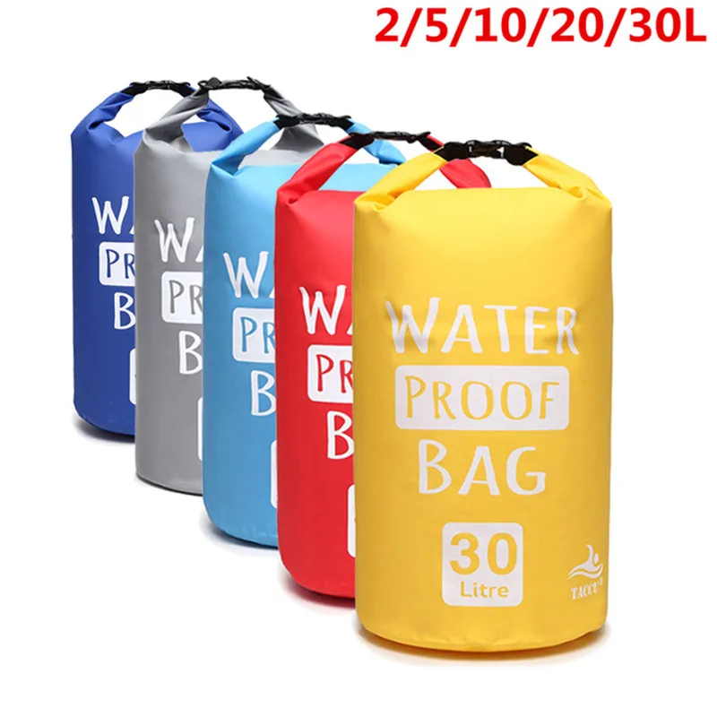 2L/5L/10L/20L/30L bolsa seca resistente al agua bolsa de trekking bolsa de almacenamiento de sacos para viajar en Rafting kayak en bote piragüismo Camping