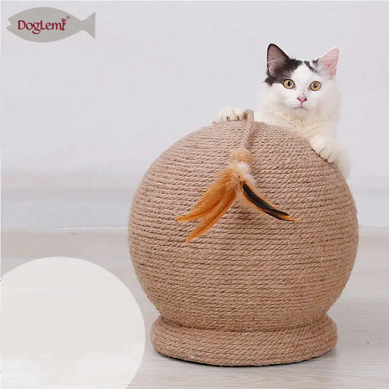 

Large Cat Scratch Board Ball Toy Round Sisal Ball Cat Claw Sharpener Molar Supplies Catnip Cork Ball Feather Bell Pets Toys