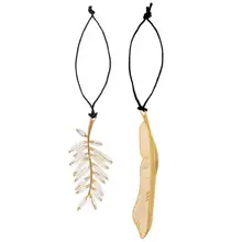 Медный полый лист перьев трафарет-закладка позолоченный металл страница закладка заметка Декор Канцтовары подарки для школы и офиса