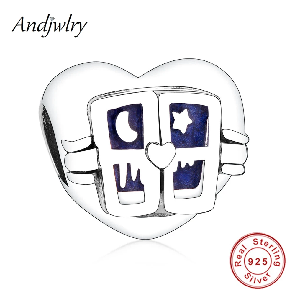 

Fit Pandora Charm Bracelets 925 Sterling Silver Bead Window Heart Charm Beads For Jewelry Making DIY Berloque 925 Silver