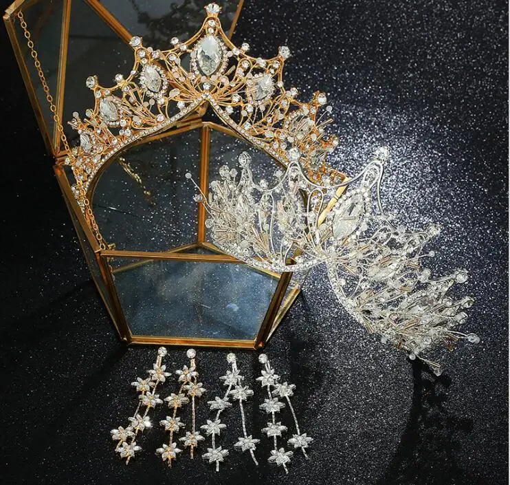 

Luxury Sparkling Crystal Bridal Tiaras Crown Large Rhinestones Cubic Zircon Crowns Wedding Hair Accesories