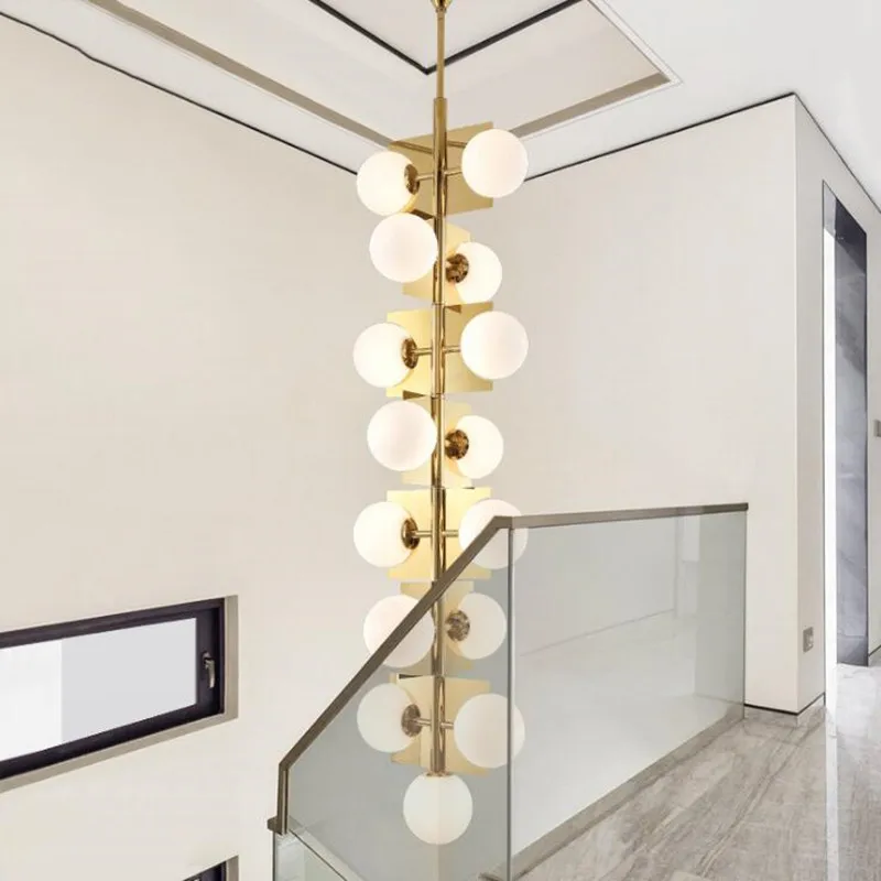 Luminaria nordic villa led light fixtures stairwell long led chandelier