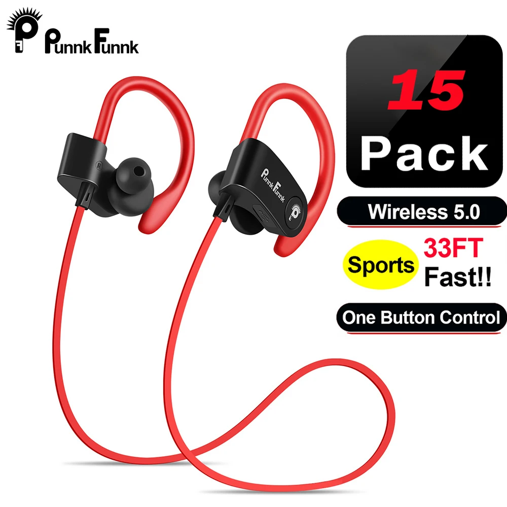 

PunnkFunnk 15pack Wireless Headphones Bluetooth 5.0 Earphone Sport Running Wireless Stereo headphone Headset with mic for phone