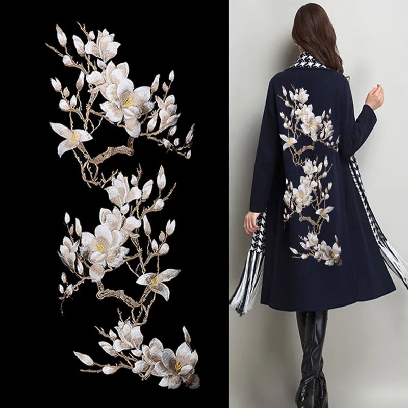 One Set =3Pcs Flower Embroidered Large Patches Applique Fabric Sew Iron On Clothes Coat Decorate One Set =3Pcs Flower Embroidered Large Patches Applique Fabric Sew Iron On Clothes Coat Decorate