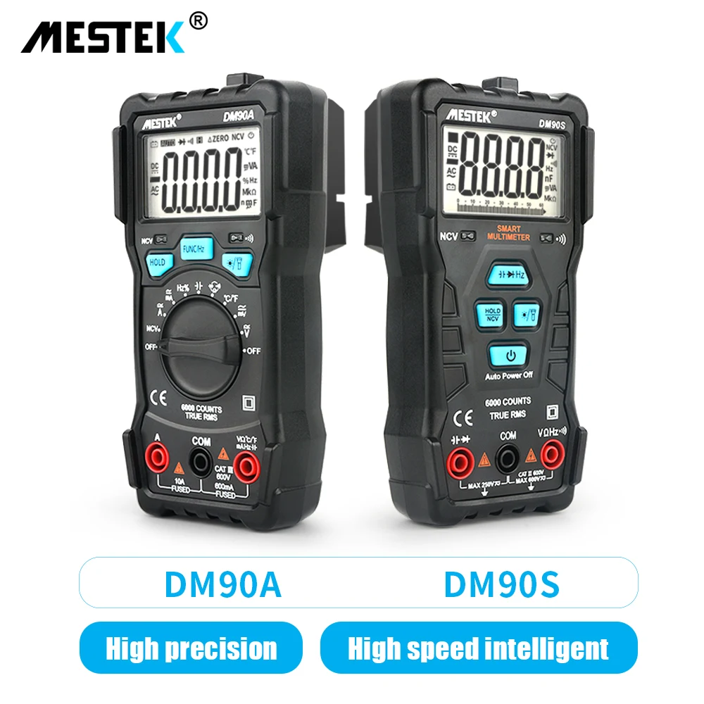 MESTEK Интеллектуальный мультиметр DM90A/DM90S Высокоскоростной автоматический умный мультиметр анти-сжигание NCV True RMS Digital Multimetro