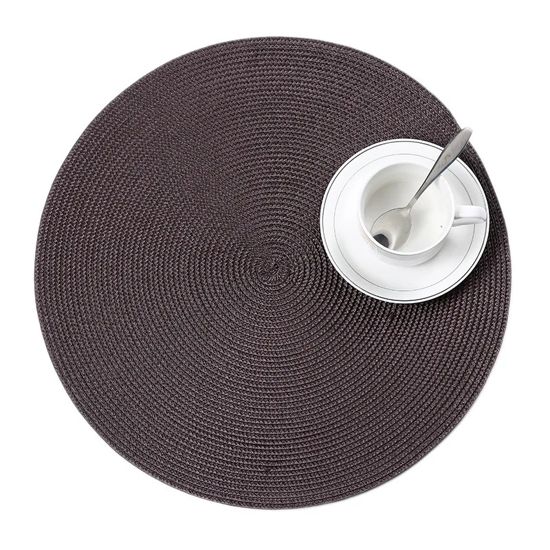 Waterproof Round Mat PP Weave Insulation Pad Dishes Placemat For Dining Table Home Decoration Accessories Modern Coffee Coasters - Цвет: PP Mat Brown