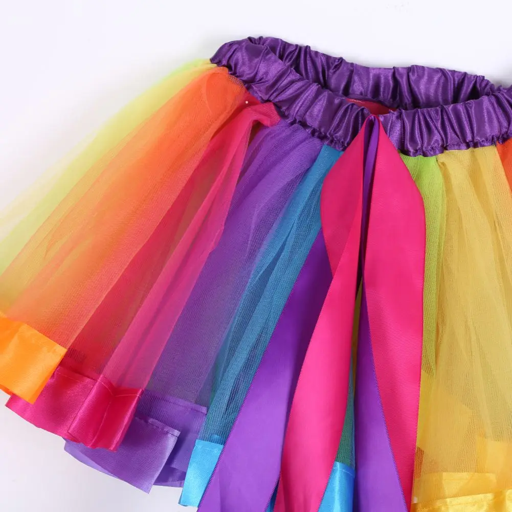 Детская Юбка цветов радуги шифон американки Юбки для женщин юбки-пачки для девочек Детские Балерина дети Повседневное Карамельный цвет