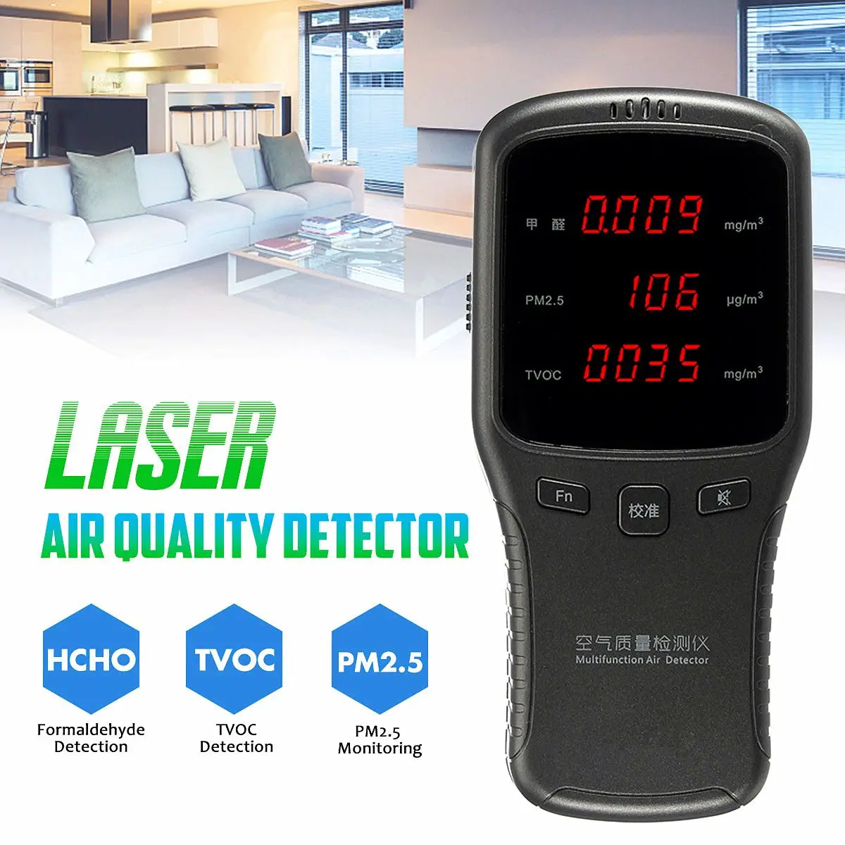 

Portable Digital Air Quality Monitor Formaldehyde Detector Multifunctional Gas Analyzer HCHO TVOC Home PM2.5 Diagnostic Tool
