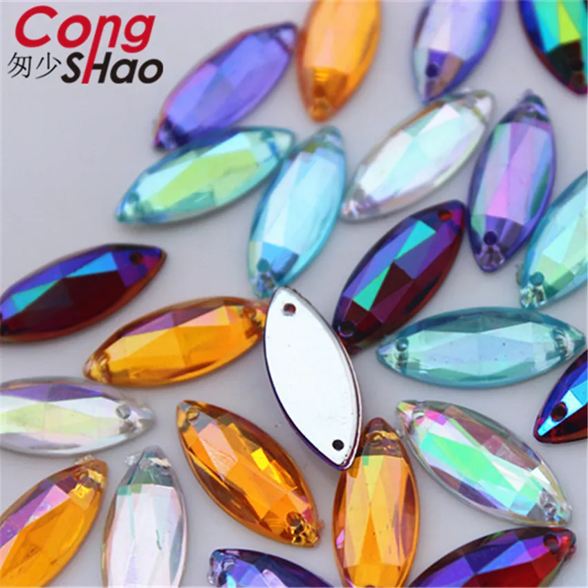 Cong Shao 200 шт. 8*18 мм AB яркие бриллиантовые кристаллы акриловые стразы с плоским