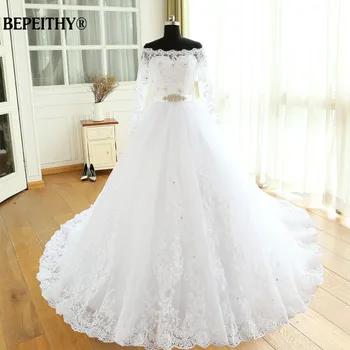 GRAN DESCUENTO ❤️ Vestido De Novia largo De manga larga con hombros descubiertos, traje De Novia largo personalizado con estampado Imperial - discount item 45% OFF Bodas y eventos