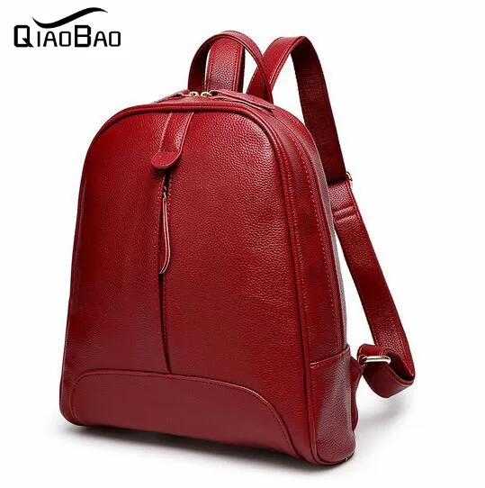 QIAOBAO 2017 Fashion font b Women b font font b Backpack b font Genuine Leather Zipper