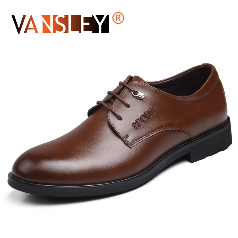 Men's Brand Leather Formal Shoes Dress Casual Flats Men Oxford Shoes Lace-Up Wedding Men Shoes Slip on Soft Comfortable Shoes