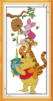 

Stealing honey Canvas DMC Counted Cross Stitch Kits printed Cross-stitch set Embroidery Needlework