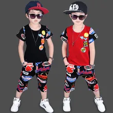Marque de Haute qualité 2017 d’été de bande dessinée sport imprimer motif enfants enfant vêtements T-shirt + pantalon fille garçon vêtements set pour 3-10 âge