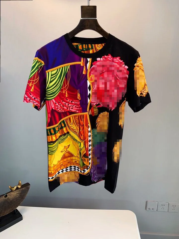

AL0175 Fashion Men's Tops & Tees 2019 Runway Luxury European Design Short O-neck Print party style T-Shirts Men's Clothing