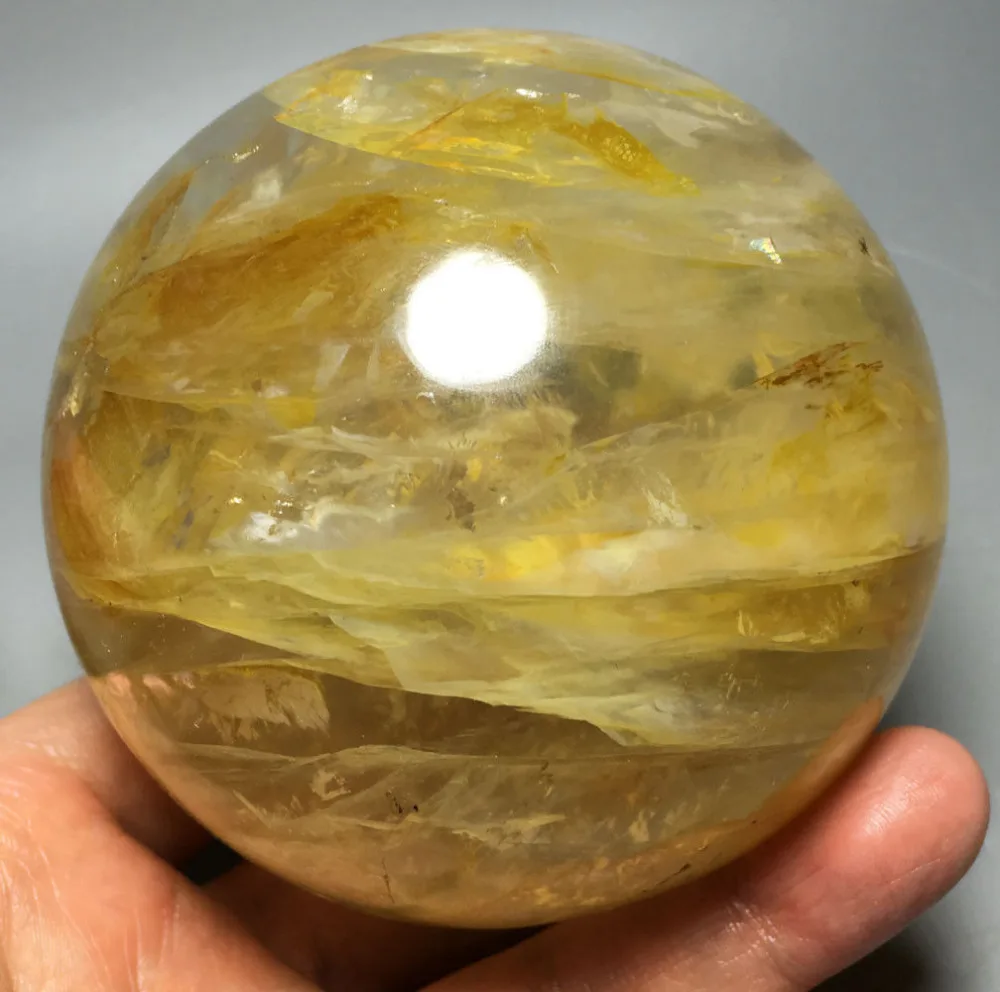 

1030g NATURAL Citrine Ghost QUARTZ CRYSTAL Ball HEAING Madagascar wedding souvenirs