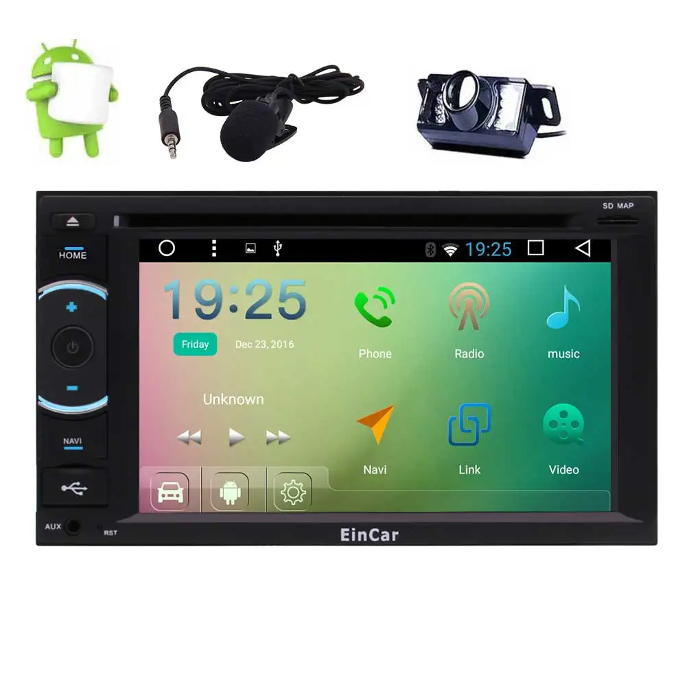 Excellent Android6.0 Quad core Car Stereo in Dash Double DIN DVD Player multi-touch screen 16G ROM 1080P Video Navigation 3D Map WIFI+CAM 2
