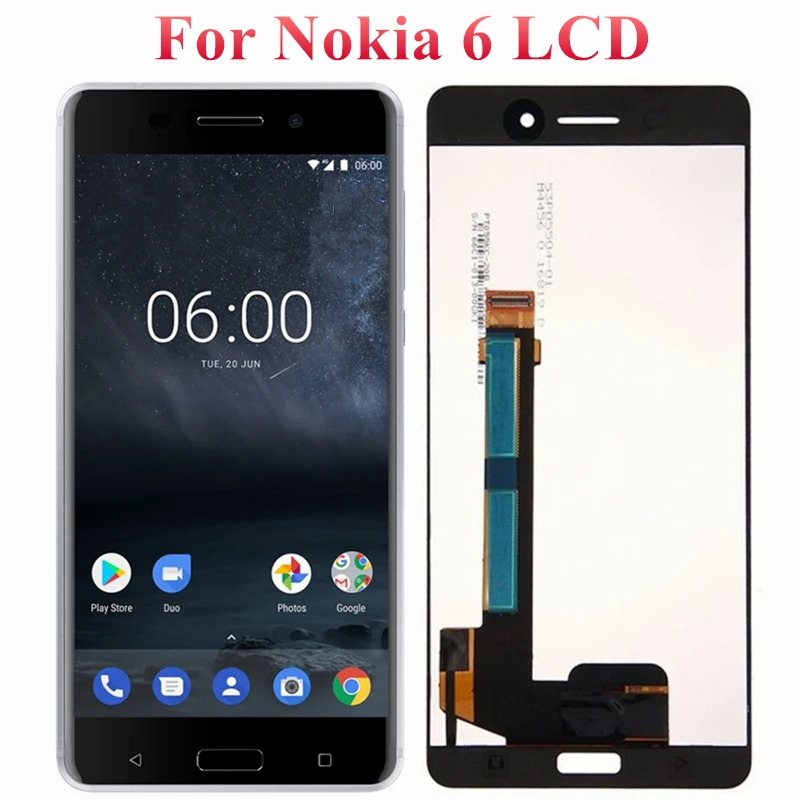 5," для Nokia 6 TA-1025 TA-1021 TA-1033 ЖК-экран с рамкой дигитайзер в сборе для Nokia 6 ЖК-дисплей