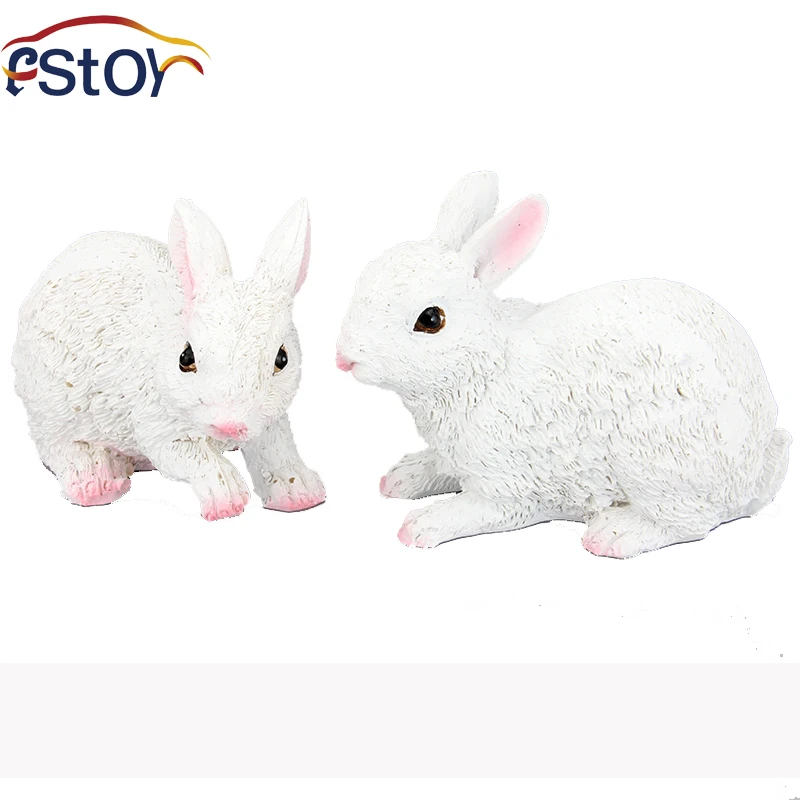 Rabbits toys 2pcs/lot Action Figures Model Wild Animal PVC Early