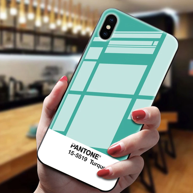 Pantone цветной чехол из закаленного стекла для телефона для iphone 5 6 7 8 6s 6s plus 7plus 8plus x xr xs xsmax - Цвет: 6