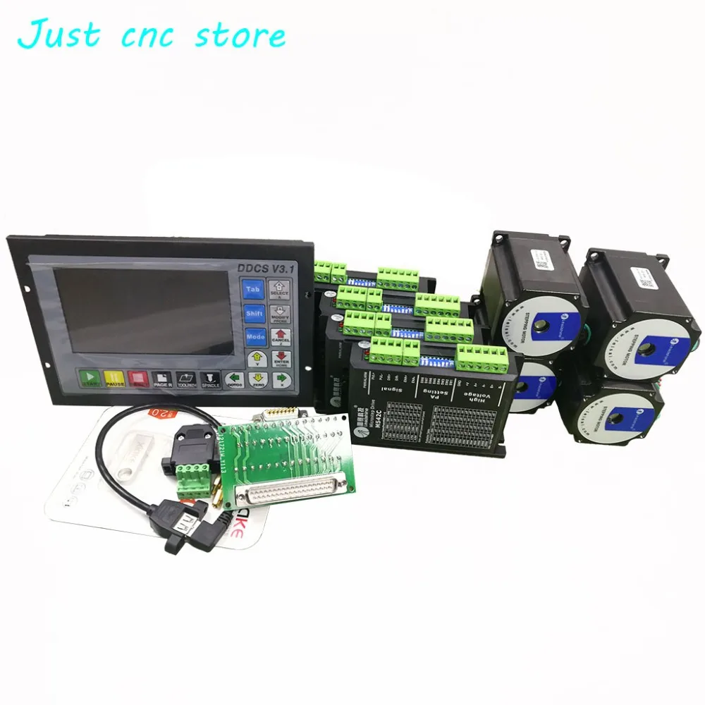 

CNC mach3 USB 4 Axis Kit, 4pcs M542C driver+ DDCS V3.1 controller board+ 4pcs HS21A 57 stepper motor