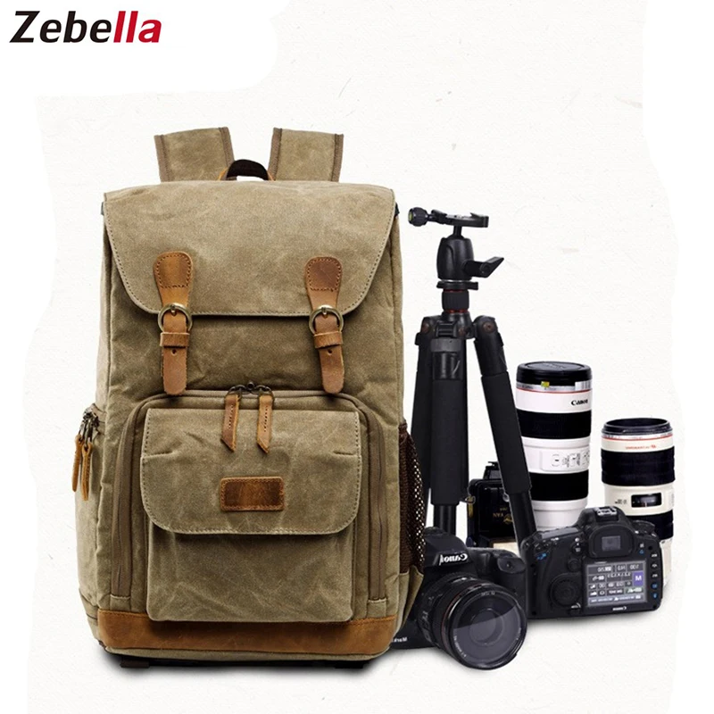 

Zebella Canvas Backpack Men Vintage Waterproof Photography Travel Bag Large Camera Photo Sport Backpack Men Business Laptop Bag