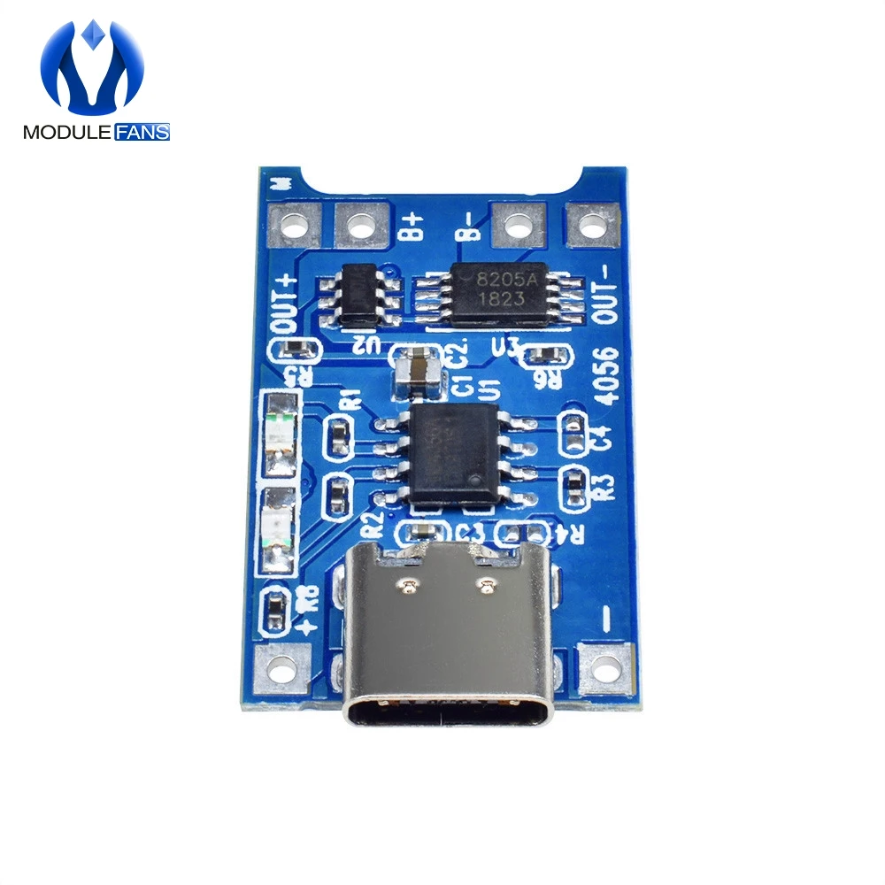 5PCS TP4056 Type-c USB 5V 1A 18650 Lithium Battery Charger Li-ion Module Charge Board With Protection Dual Functions